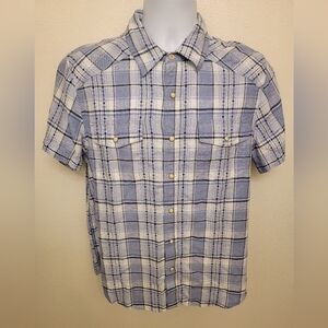 NWT Lucky Brand Men's Snap Button Short Sleeve Plaid Shirt